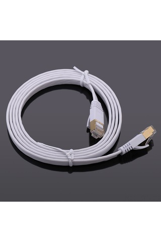 Kosona Cat7 Düz Rj45 Ağ Kablosu, 10gbps Hız, 600mhz Bant Genişliği, Plated Konnektör, Beyaz, 1.5m