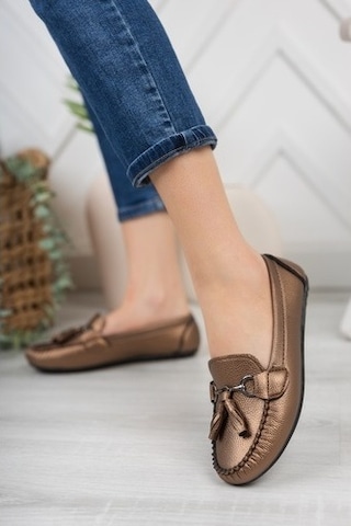 Khayt Tassel Casual Günlük Kadın Babet Ayakkabı Bakır