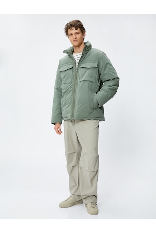 Koton Anorak Ceket Klasik Yaka Fermuarlı Cep Detaylı Yeşil 4Wam20040Hw 4Wam20040Hw786 Yeşil