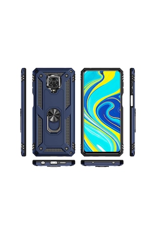 Teknomoda Xiaomi Redmi Note 9 Pro Tank Zirh Metal Yüzüklü Standli Kilif 471594932