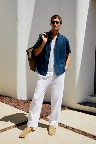 PASSI Erkek Kısa Kollu Tek Cepli Rahat Kesim Relaxed Fit Lacivert Gömlek