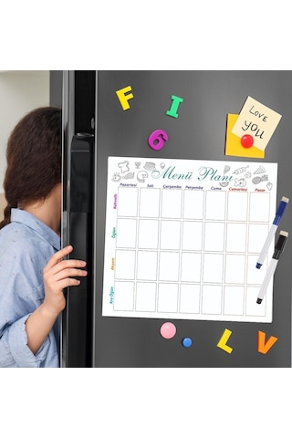 Hafalık Menü Magnet Planlayıcı Mıknatıslı Yazı Tahtası + 2 Kalem