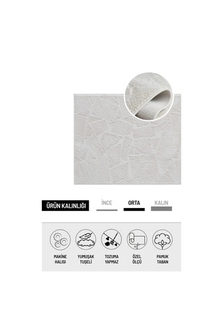 Badelya Home Krem Ekru Pamuk Taban Modern Dama Desen Özel Ölçü Salon Koridor Çocuk Antre Oturma Odası Halı Yolluk A.krem