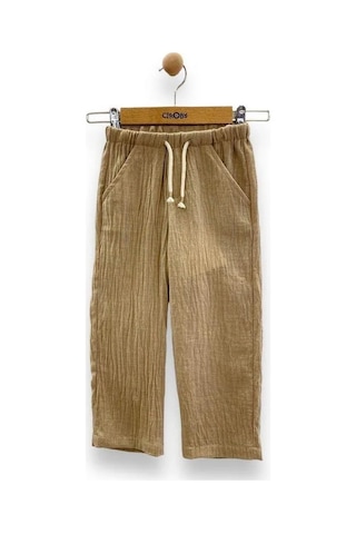Çikoby Erkek Çocuk Keten Pantolon-14561 Bej
