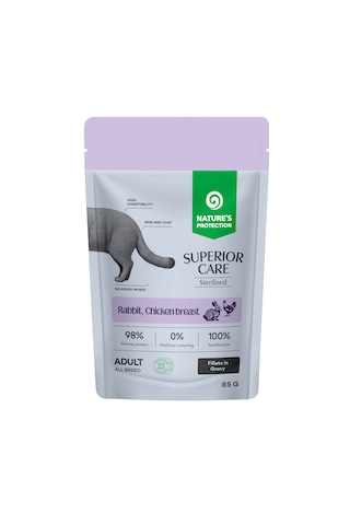 Nature S Protection Superior Care Tavşanlı & Tavuk Göğüslü Sos İçinde Kısırlaştırılmış Kediler İçin Yaş Kedi Maması 85g
