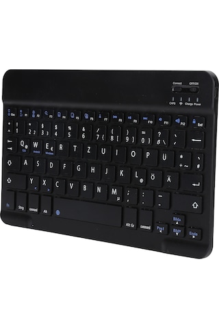 Yuntech01 Siyah Alüminyum Kasa Almanyalı Klavye, 10 İnç Geniş Tuşlar, Bluetooth 3.0, Taşınabilir Ultra İnce, Akıllı Telefon/tablet/bilgisayar Uyumlu, Yerleşik Batarya