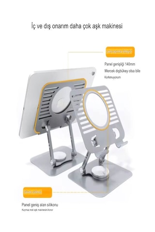 Mekanizmalı 12.9 Inç Ayarlanabilir Metal Apple Uyumlu iPad , Tablet Ve Telefon Tutucu - Dayanıklı Ve Güçlü Stand