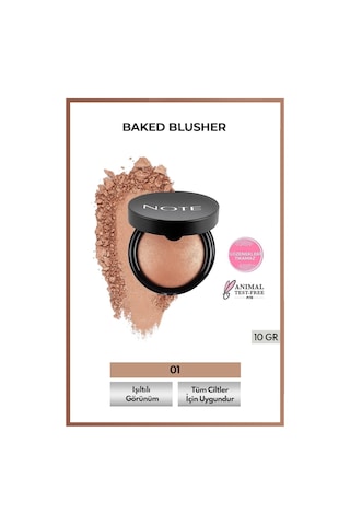 Note Cosmetique Baked Blusher Işıltılı Fırınlanmış Toz Allık - 01 Pleasure