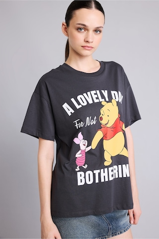 Defacto Disney Winnie The Pooh Ve Piglet Baskılı Oversize Bisiklet Yaka Kısa Kollu Tişört I5445ax26hsar191 Antrasit-ar191