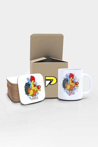 Horoz Tasarımlı Baskılı Kupa Bardak Seti, Eğlenceli Özel Hediye Mug Çok Renkli