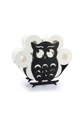 Novahub Tuvalet Kağıtlığı Metal Baykuş Şekilli Kağıt Saklama Siyah Banyo Aksesuarı Diğer