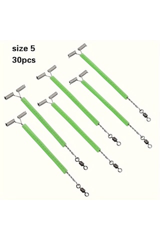 50 Adet Kızdırma Uçlu Yem Hatları - Döner Fırdöndülü T Şekilli Dengeli Kol Konektörleri - 5mm