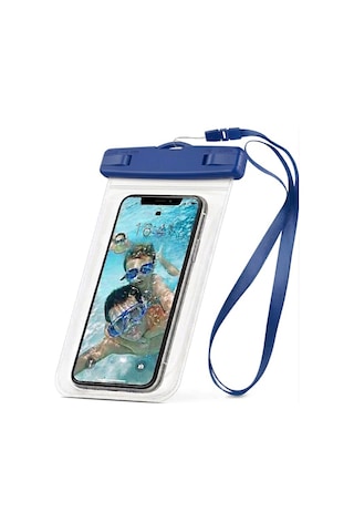 Yüksek Kaliteli Tüm Telefonlara Uyumlu Yağmur Su Geçirmez Waterproof Deniz Havuz Altı Telefon Kılıfı Mavi