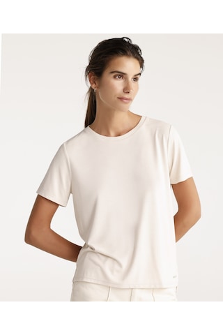 Yargıcı Yaka Detaylı Tshirt Ekru