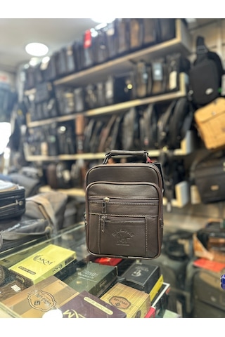 Trg Polo Kahverengi Deri El Çantası Acı Kahverengi