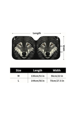 Pazly 1 Adet Wolf Face Araba Ruzgarlık Guneslik 130x56cm 51x22inc Dayanikli Polyester Modern Tasarim Tüm Arabalar Suv Kamyon Van İçin