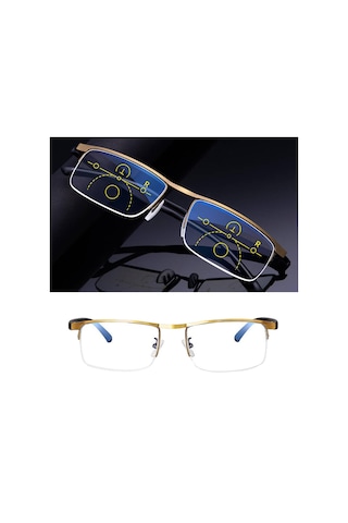 Homyl Unisex Presbiyopik Gözlük Akıllı Progresif Altın-250-derece