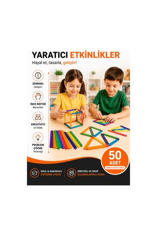 50 Adet Renkli Ahşap Çubuk 114 Mm Okul Öncesi Eğitici Hobi Ve Sanat Etkinlik Çubuğu