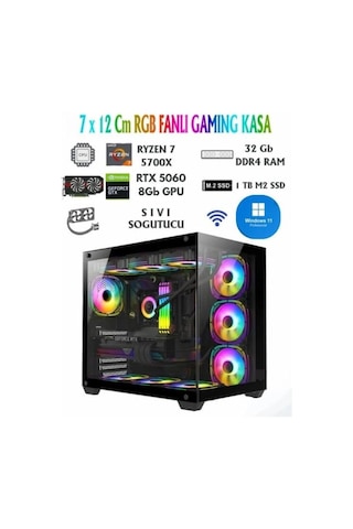 Ramtech Suppley V2 R7-5700X 32 GB 1 TB M2 SSD RTX5060 W11P Masaüstü Oyuncu Bilgisayarı