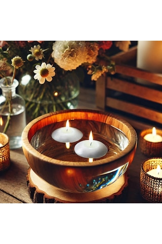 50'li Paket 3.5 Cm Gri Yüzen Mumlar Gri