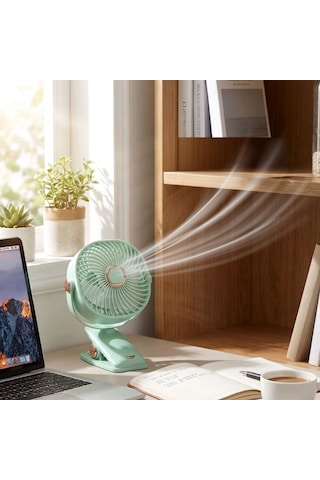 Büro Ev Ofis si İçin Şarjlı 3mod Mandallı 360 Dönen Masaüstü Duvara Monte Edilir Mini Fan
