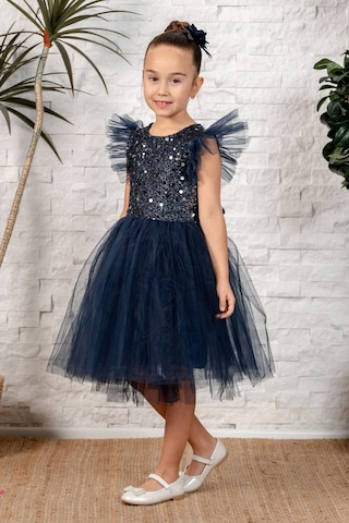Mnk Baby & Kids Tüllü Kız Çocuk Kpl Elbise Mnk0526 Lacivert