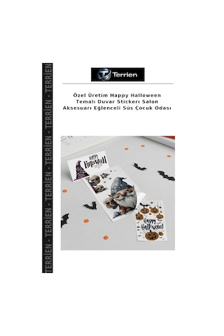 Özel Üretim Happy Halloween Temalı Duvar Stickerı Salon Aksesuarı Eğlenceli Süs Çocuk Odası Çok Renkli