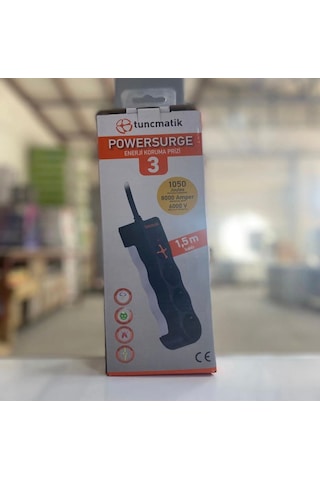 Powersurge Tsk19010 1050 Joules 3'lü Siyah/1.5m Kablolu Akım Korumalı Priz 1,5 m
