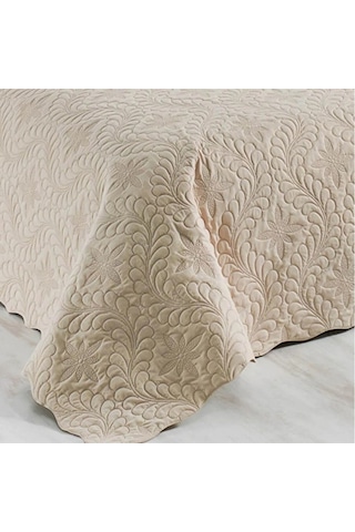 Çift Kişilik Düz Renk Kapitone Yatak Örtüsü, Sade Ve Şık Görünüm 250 X 260cm Bej