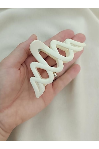 Mandal Dalga Toka Krem Renk Saç Aksesuarı 9 Cm İthal Ürün Saç Tokası Krem