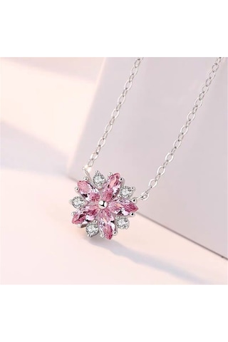 Büyüleyici Pembe Kiraz Çiçeği Kadın Kolye Gümüş