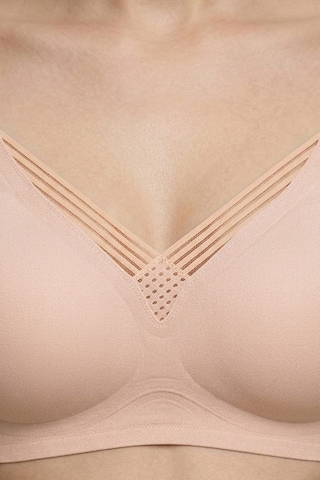 Cottonill Seamless Bra - Lucent Lazer Kesim Balensiz Ön Çapraz Şerit Detaylı Kadın Sütyen 3'lü Paket-2 Siyah - Ten