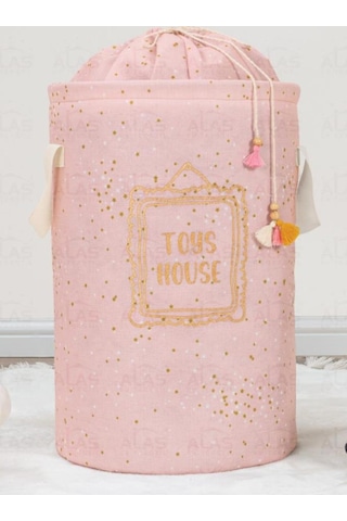 Onikiden Bebek Odası Oyuncak Sepeti, Yuvarlak Torbalı Çocuk Oyuncak & Kirli Çamaşır Sepeti Pembe