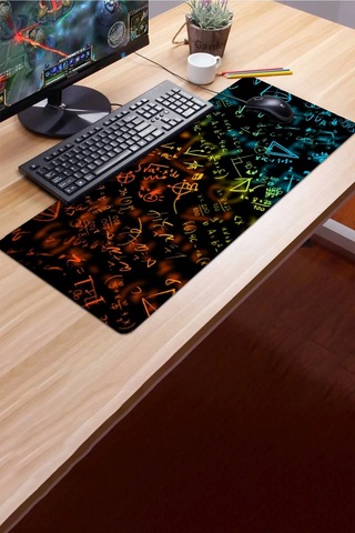 Sonictouch Mavi Turuncu Neon Matematik Tahtası Gamer Oyuncu Dikişsiz Sıvı Geçirmez Klavye Mouse Pad Mousepad