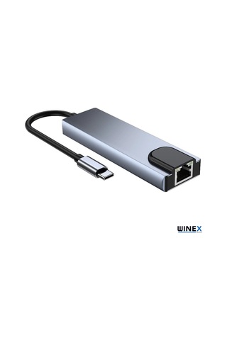 Winex 5in1 Type-C to HDMI 2xUsbA 3.0 Ethernet Hub Port Adaptör