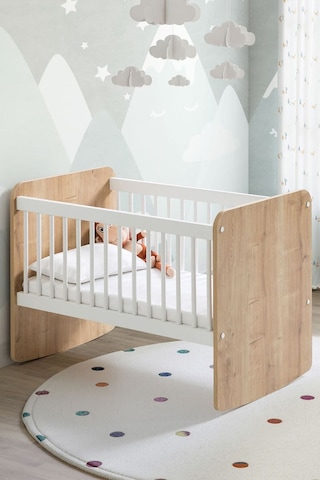BW1011 - Sallanır Sabitlenir Pratik Sepet Bebek Beşik Ahşap 50x90 Beyaz