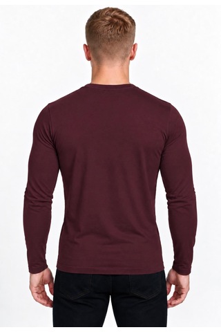 Axxel Erkek Koyu Bordo Pamuklu Likralı Süprem Uzun Kollu T-shirt-d236