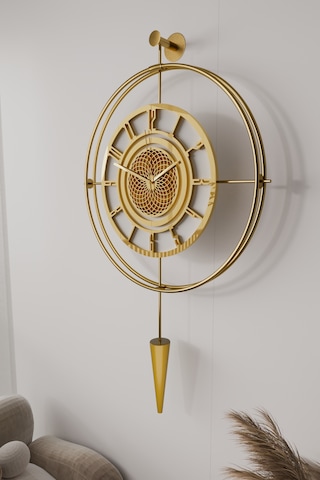 (GOLD-Büyük Boy) - Gold beyaz 7-24 h Lavinya - Kırılmaz Kadranlı (mobilya) Metal Duvar Saati