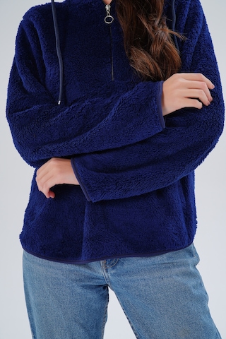 Paw Garage Kadın Büyük Beden Geniş Kalıp Wellsoft Kumaş Kapüşonlu Sweat - İçi Dışı Peluş Tasarım, Sıcak Tutar Lacivert