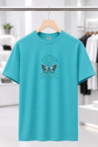 Bayloranzzo Love You More %100 Pamuk Heavy Cotton Premium Kalite Kadın Tişört Su Yeşili