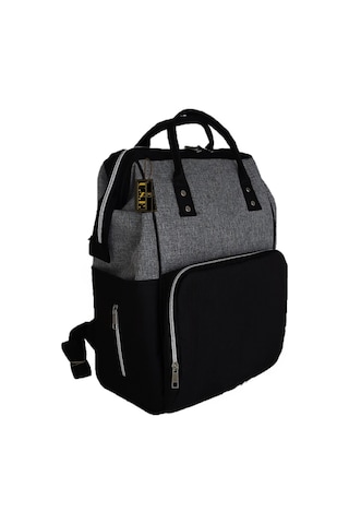 U.S.F Lüx Fonksiyonel Anne Bebek Bakım Sırt Çantası Düz Gri - Siyah