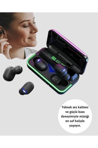 Bluetooth 5.1 Kulaklığı Led Ekranlı Powerbank Kulaklık