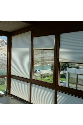 Açık Gri 09-14 Plise Perde - Katlanır Cam Balkon Perdesi Açıkgri