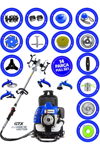 Prowackers German Kx-8500 Prox Sırt Tırpan+ Akrobat Çapalama + Toprak Eşeleme 14 Parça Biçici Setli