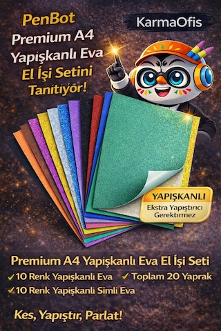 A4 Yapışkanlı Eva Seti 10 Renk Yapışkanlı Eva+10 Renk Yapışkanlı Simli Eva
