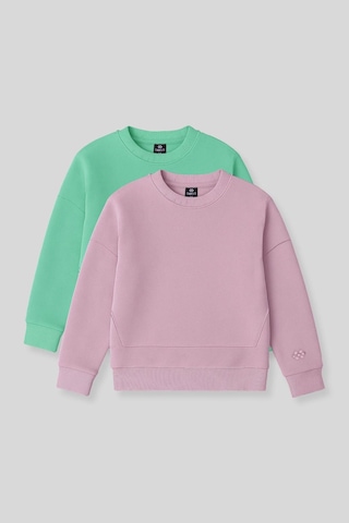 Oversıze 2li Paket Gül Kurusu-su Yeşili Kız Çocuk Sweatshirt - 75150 Gül Kurusu