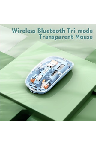 Widermarkt Bluetooth 5.2 & 2.4g Usb Kablosuz Mouse Şeffaf Tasarım, 800-1600 Dpı Ayarlı, Pilli Ergonomik Mouse M223