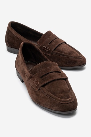 De Marscha Hakiki Deri Kadın Loafer Siyah Toscana Kahve Süet