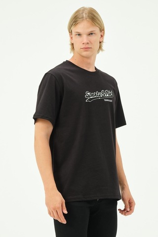 Rich Erkek Nakış Baskılı Spor Oversize Tişört Tshirt. SIYAH