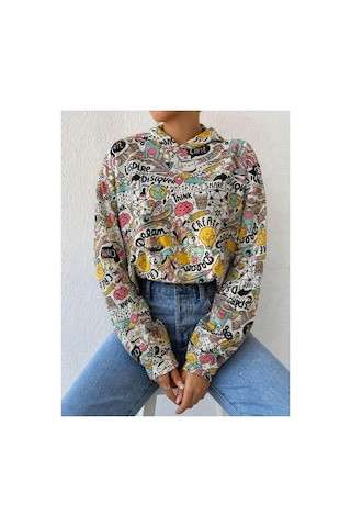 Angbutik Kadın Zarif Detay Kapüşonlu Uzun Kol Renkli Jogger Sweatshirt Lila